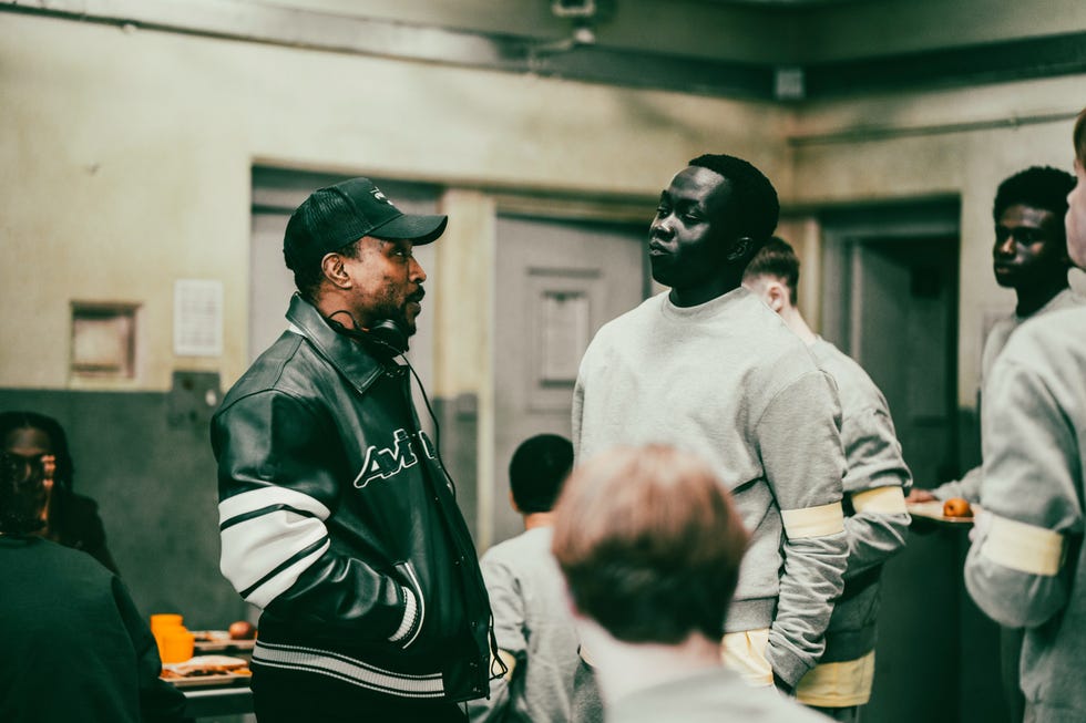 Ashley Walters and Tut Nyuot on set of Animol ashley walters and tut nyuot on set of animol