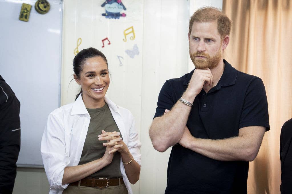 The Duke and Duchess of Sussex during a visit to the QuestScope Youth Center at the Za'atari refugee camp, home to displaced Syrians, near Mafraq in northern Jordan