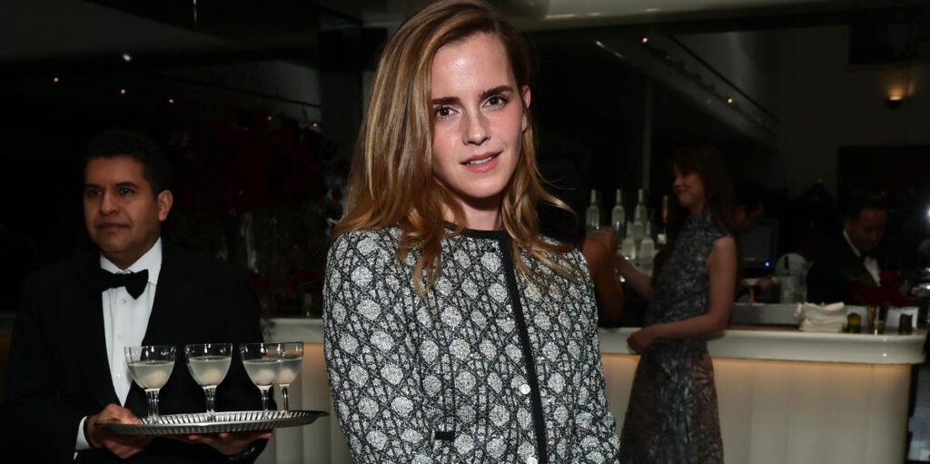 Emma Watson Wears Dior Matching Tweed Set During Rare Night Out