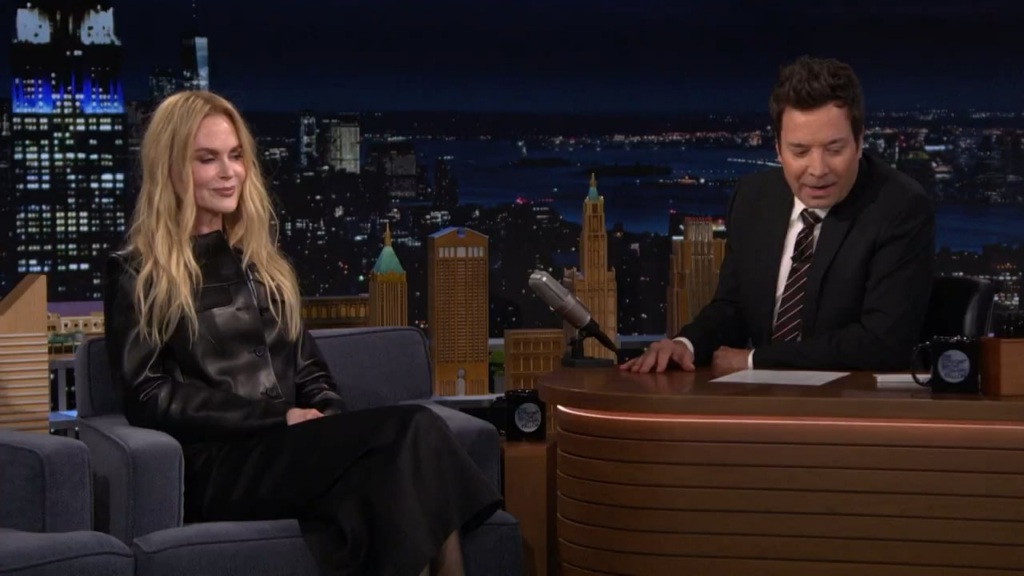 Nicole Kidman tells Jimmy Fallon that she filmed her famous AMC Theatres commercial for free during the pandemic, saying she wanted to support movie theaters & the film industry: “I had no idea that thing was gonna work. And we did it out of the purest of intentions.”