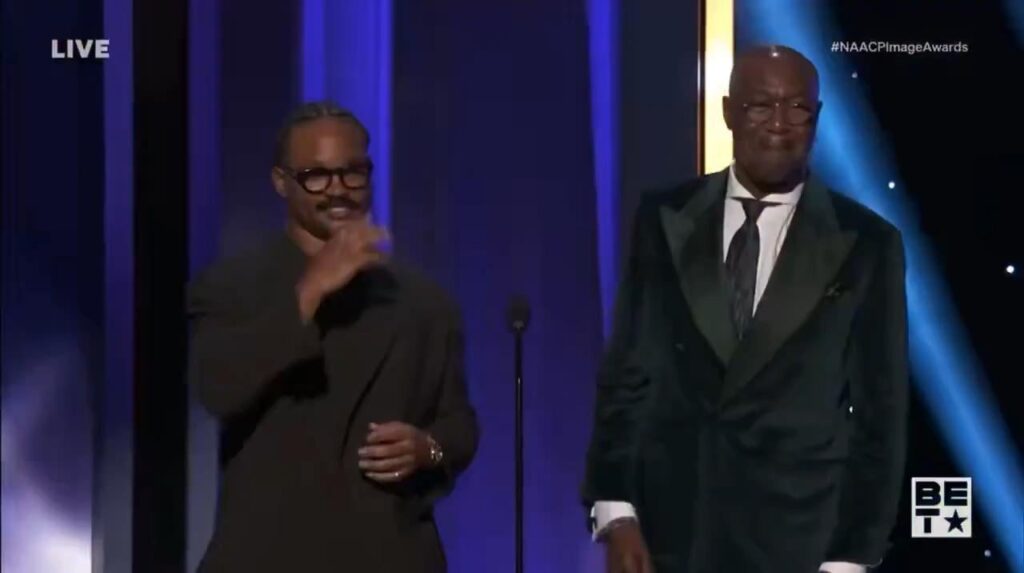 Ryan Coogler & Delroy Lindo receive a standing ovation at the NAACP Image Awards: “Before we start, I’d just like to officially say, we appreciate — I appreciate — we appreciate all the support & the love that we have been shown in the aftermath of what happened last weekend. It means a lot to us.”