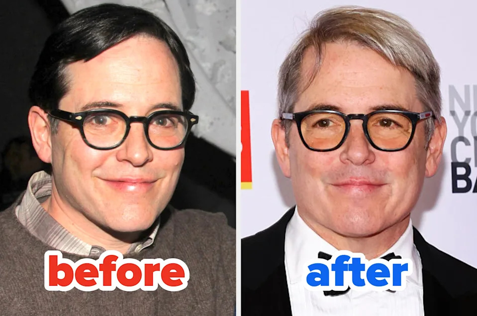 Two side-by-side images of a person: "before" shows them in casual attire, "after" on a red carpet in a tuxedo