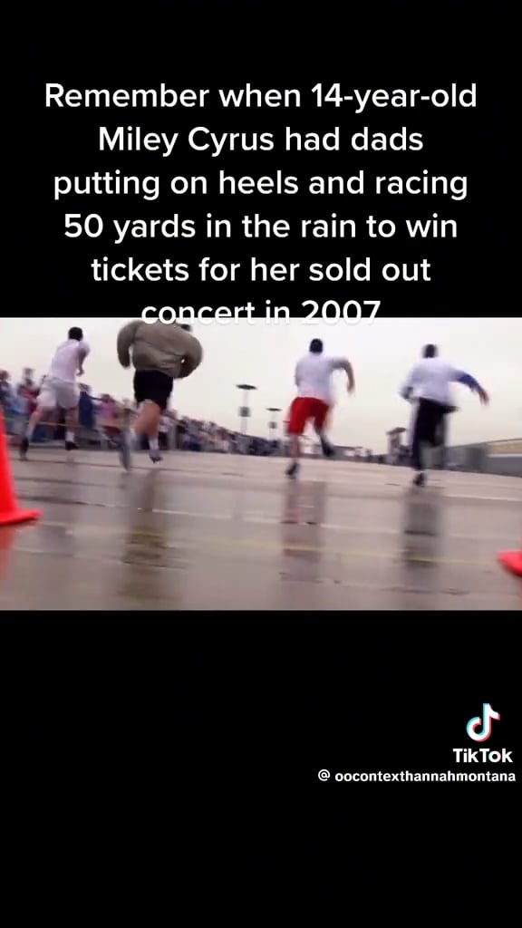 In October 2007, dads raced in high heels to win Hannah Montana tickets