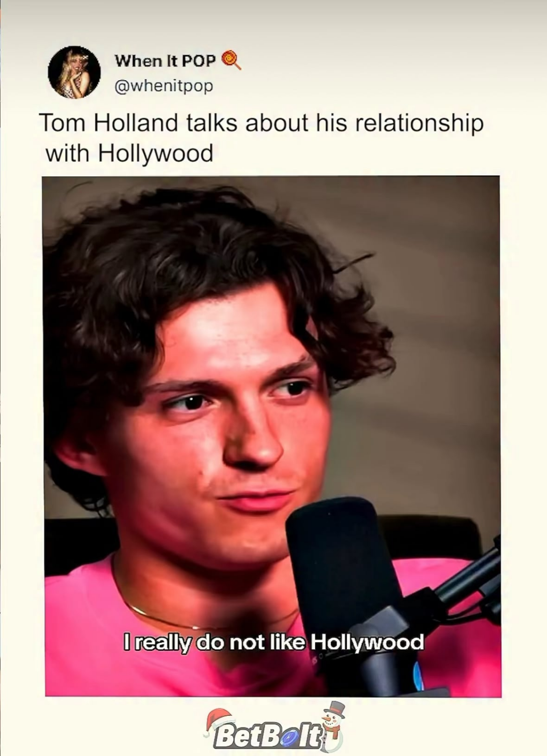 Tom Holland talks about his relationship with Hollywood, “it’s not for me, the business really scares me.”
