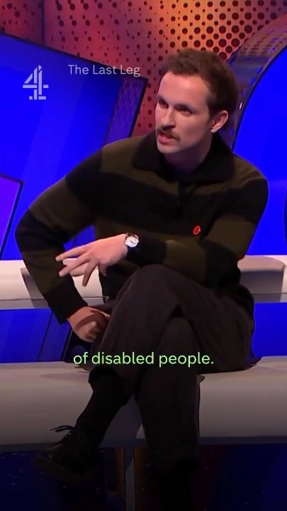 Northern Irish comedian Vittorio Angelone to Conservative MP on disability themed comedy show - "You've always been a supporter of people with disabilities and prosthetics, you were promoting an arms fair in Saudi Arabia recently"