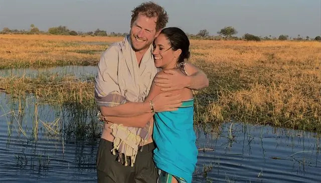Prince Harry and Meghan Markle in Botswana in 2016.Credit: Netflix