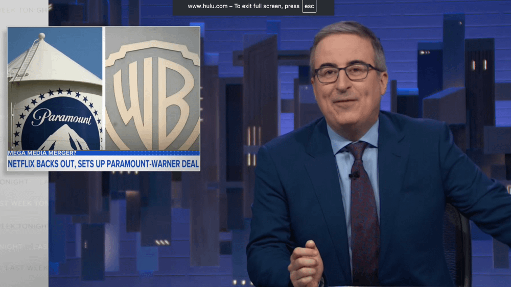 John Oliver Says Paramount Buying Warner Bros. Is ‘Not Great News: ‘How the F—Do I Get Out of Here?’