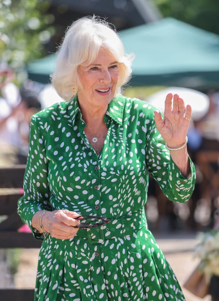 Queen Camilla at Manor Farm in Calne, England in July 2025.Credit: Getty Images