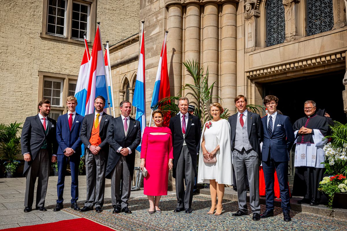 Prince Sebastien of Luxembourg, Prince Noah of Luxembourg, Prince Felix of Luxembourg, Hereditary Grand Duke Guillaume of Luxembourg, Grand Duchess Maria Teresa of Luxembourg, Grand Duke Henri of Luxembourg, Hereditary Grand Duchess Stephanie of Luxembourg, Prince Louis of Luxembourg, and Prince Gabriel of Luxembourg.