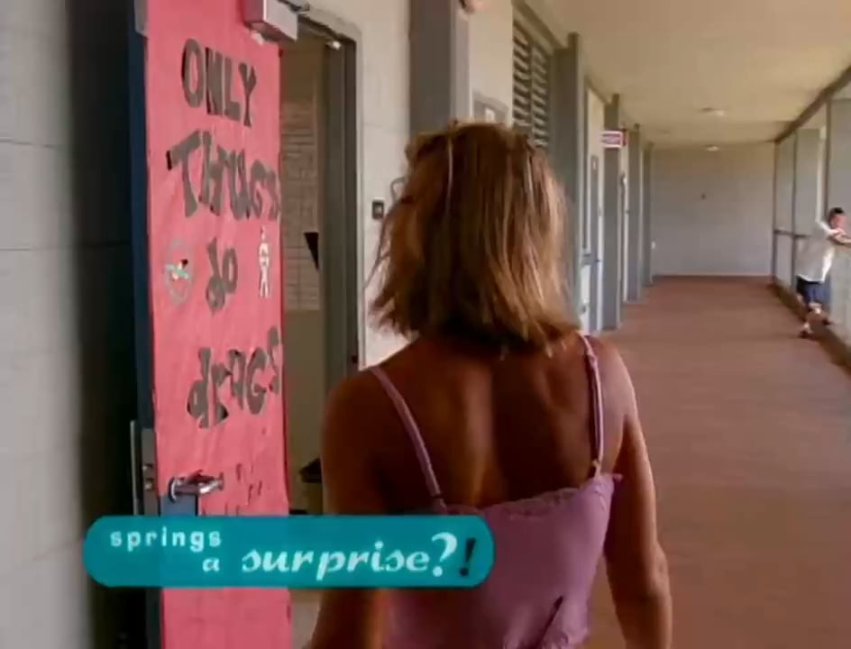 Britney Spears surprises students in a classroom in Hawaii, 2000
