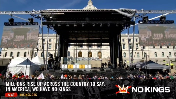 Bruce Springsteen praises the people of Minnesota and remembers Renée Nicole Good and Alex Pretti at the No Kings Rally in St. Paul, Minnesota.