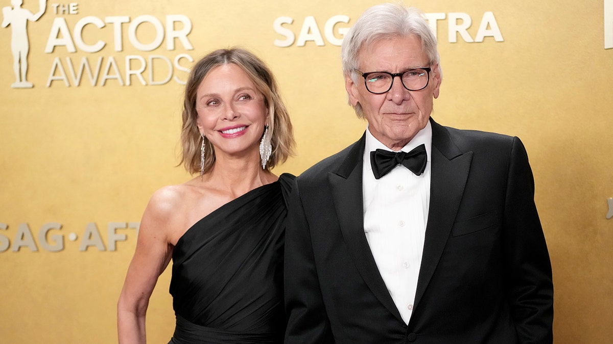 Calista Flockhart and Harrison Ford posing together at the Actor's Awards in March 2026.