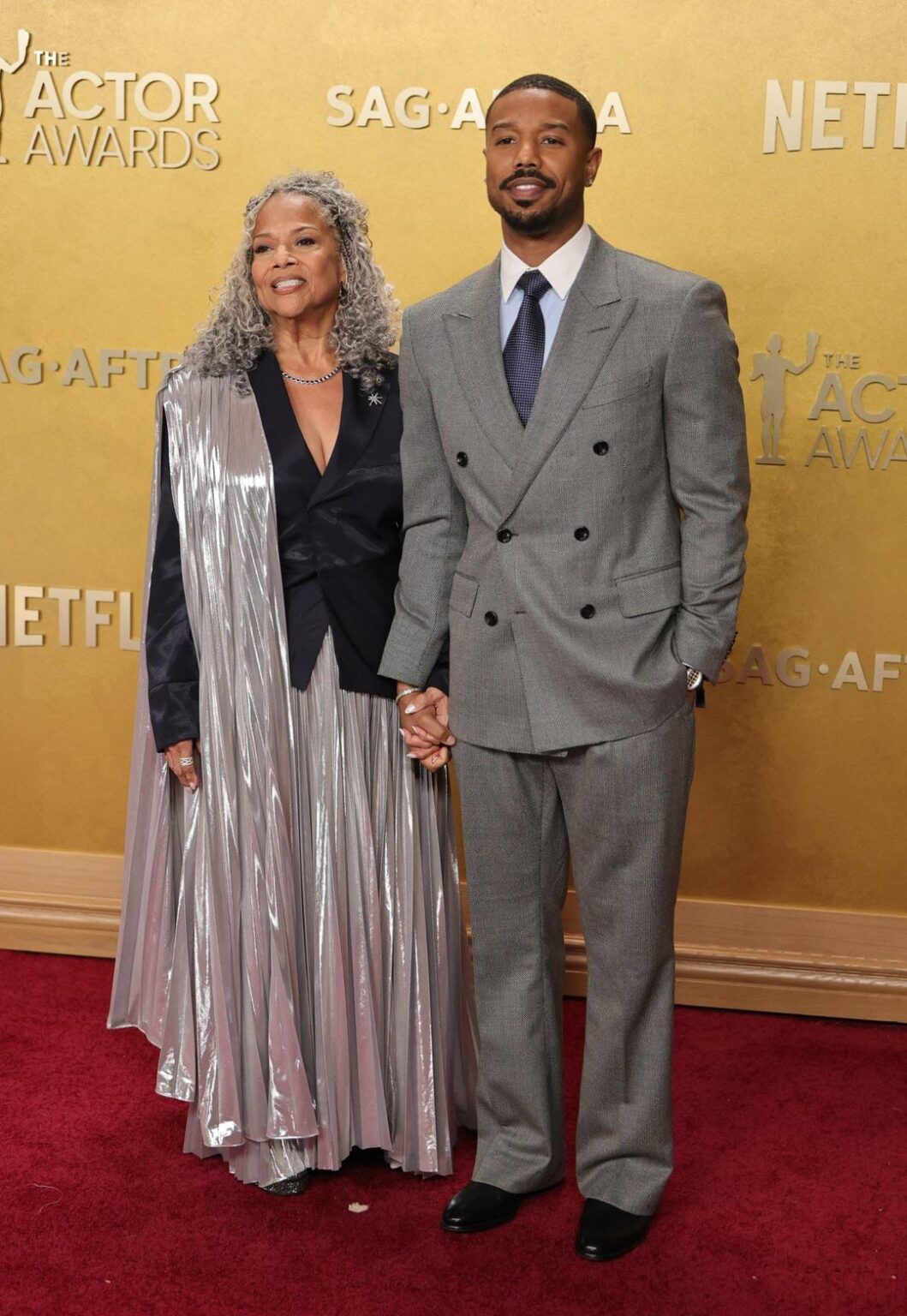 Michael B. Jordan with his mother Donna at the 2026 Actor Awards (March 1, 2026)