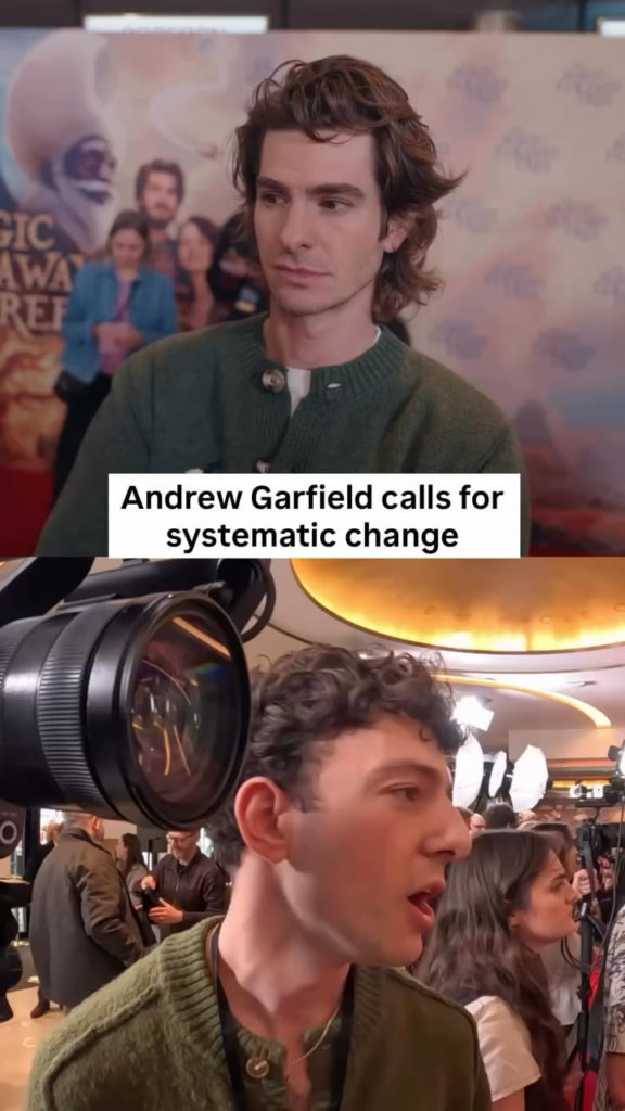 Andrew Garfield: “We're on a planet that has an abundance of resources and they’re just happen to be hoarded by a bunch of scared little men, for the most part, who are greedy and want to keep us oppressed. And keep us in a style of living that is not good for the soul.”