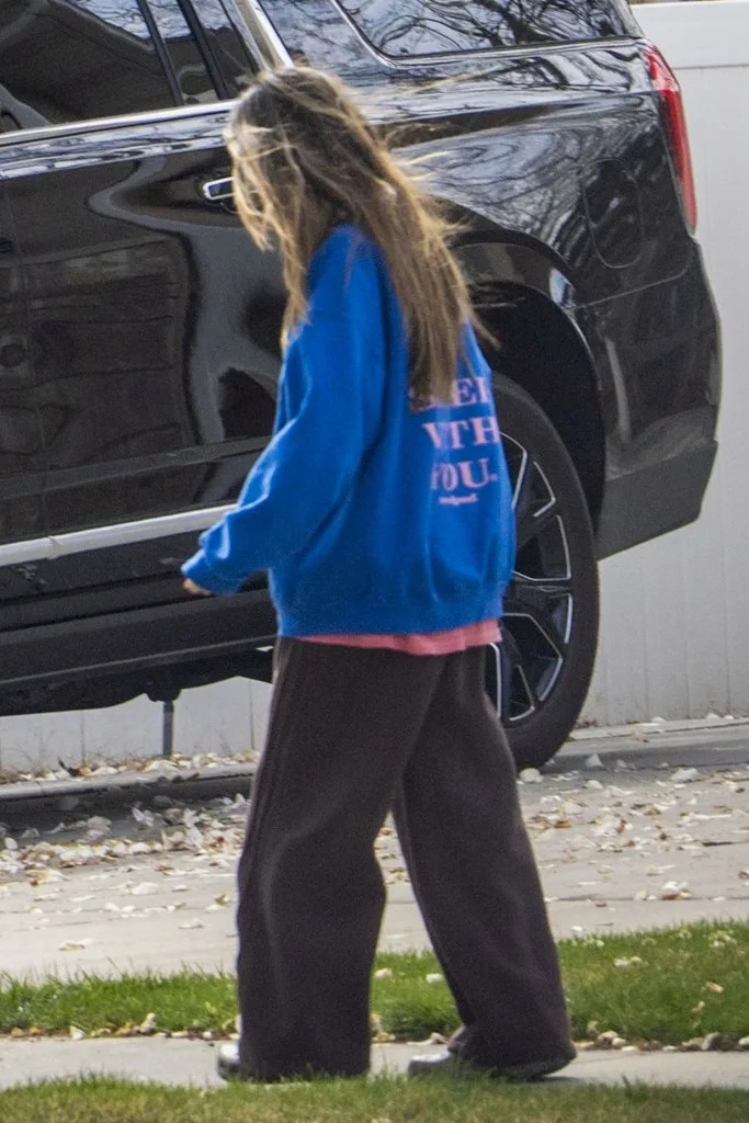 The reality star wore the provocative sweatshirt with baggy brown pants and a pink t-shirt. BACKGRID