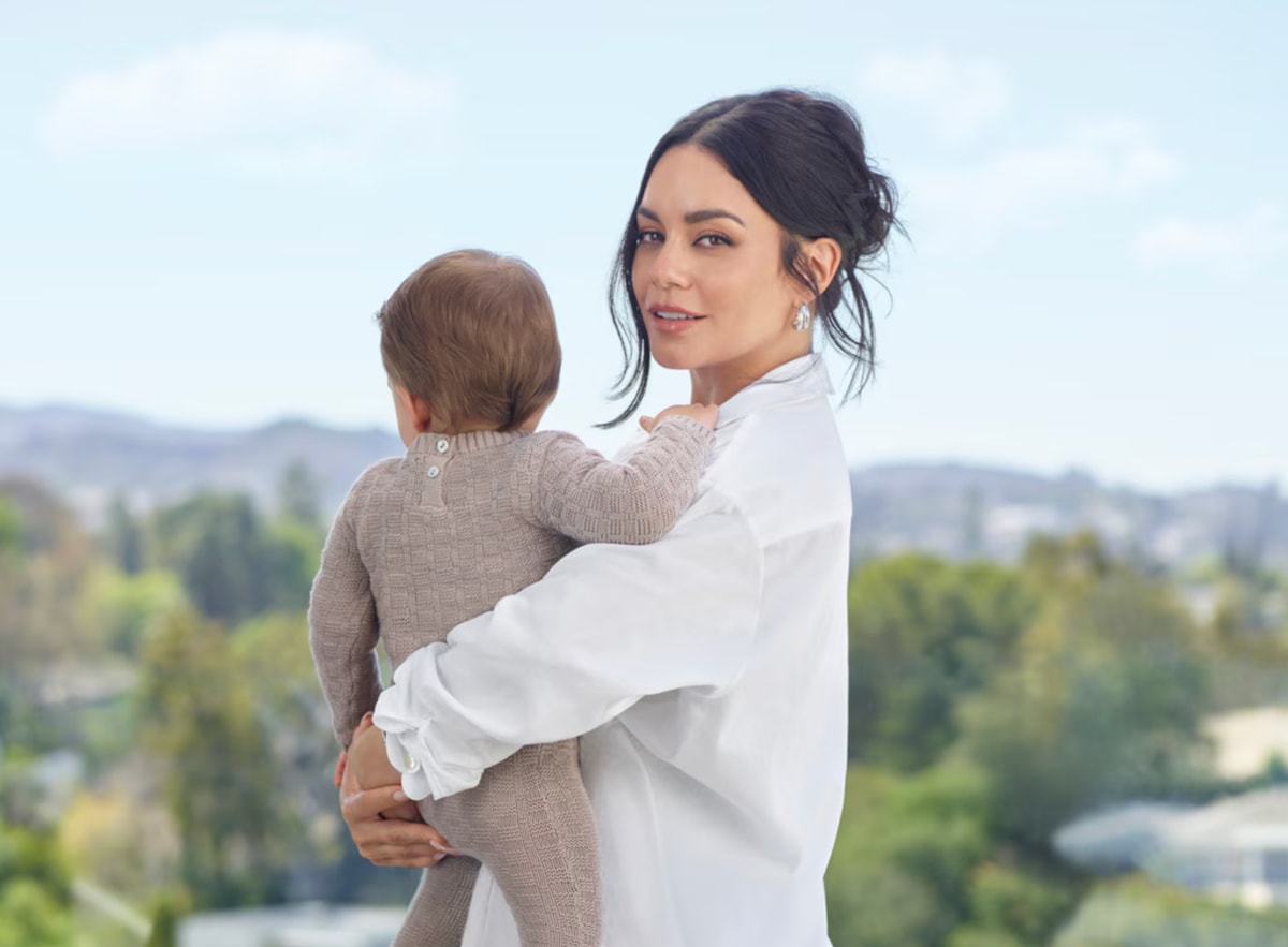 Nearly a year after welcoming her baby with husband Cole Tucker, Vanessa Hudgens unveiled the first photos of her little one in a campaign for her new brand partnership with Cool Brands.  