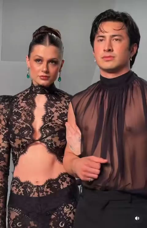 Hudson Williams at the Vanity Fair Oscar party with his girlfriend Katelyn