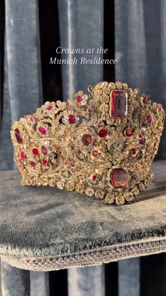 Crowns on display at the Munich Residence, the former seat of Bavaria