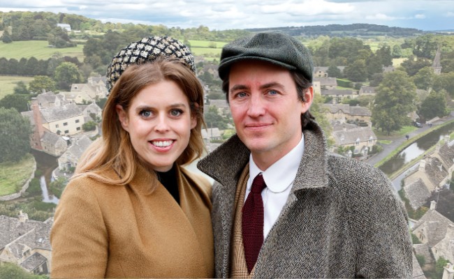 beatrice and edoardo with cotswolds backdrop