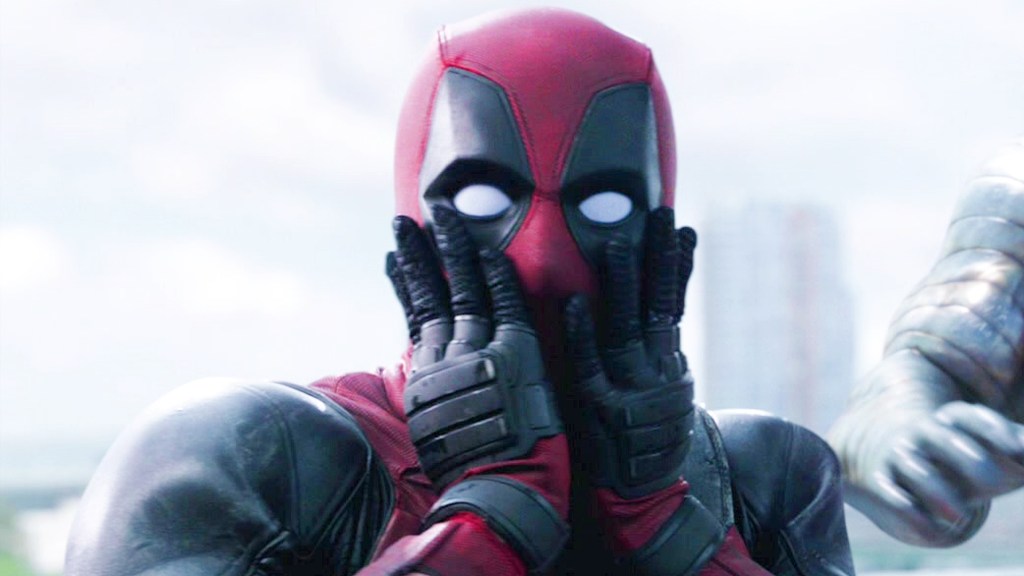 Ryan Reynolds as Deadpool gasping