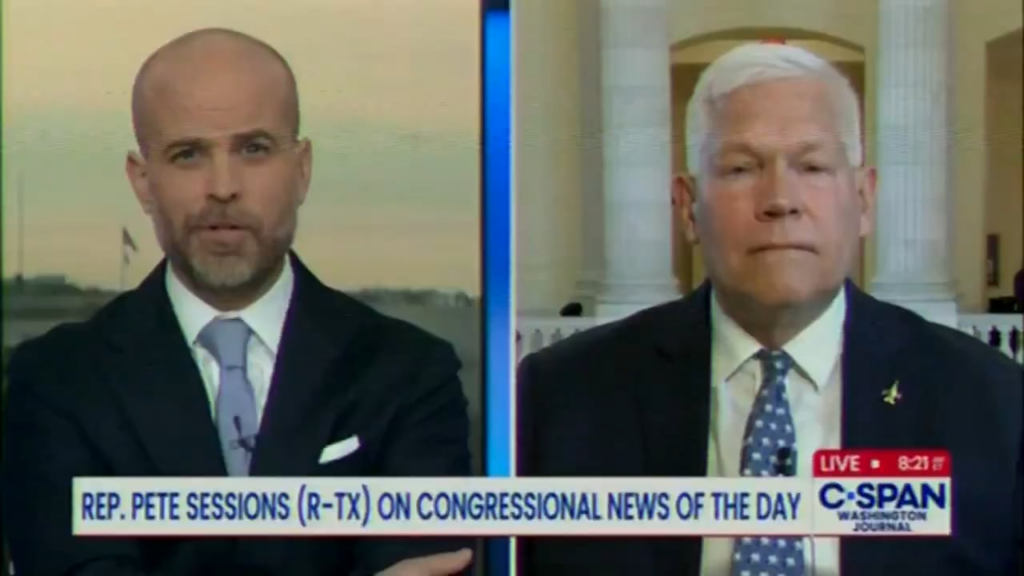 C-SPAN caller calls in to tell Rep. Pete Sessions that he is evil and that"Your party has given the power of the presidency to an insane, pedophilic serial killer"