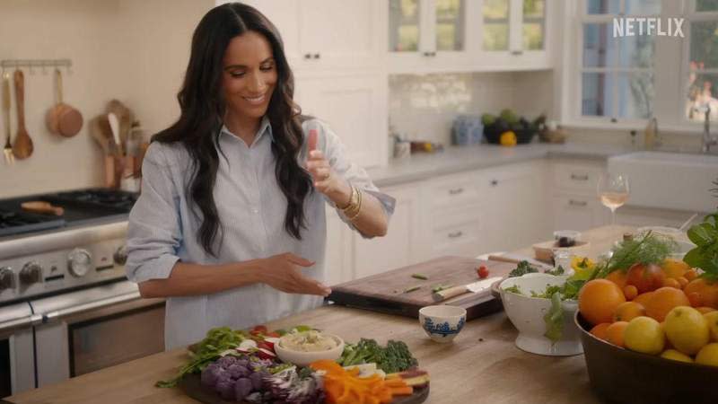Meghan Markle showed viewers how to make a basic crudité plate on 'With Love, Meghan'Netflix/YouTube