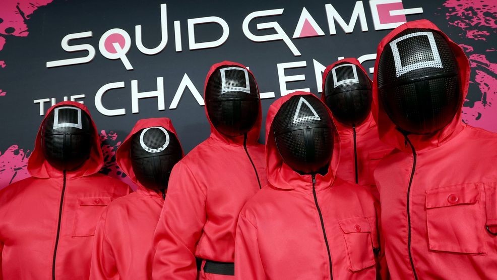 LOS ANGELES, CALIFORNIA - NOVEMBER 18: Squid Game Guards attend the Squid Game: The Challenge Season 2 Finale Event at The Egyptian Theatre Hollywood on November 18, 2025 in Los Angeles, California.  (Photo by Tommaso Boddi/Getty Images for Netflix)