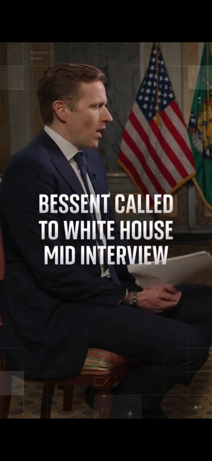 Scott Bessent abruptly pulled away by Trump mid-interview and returns with shaken voice