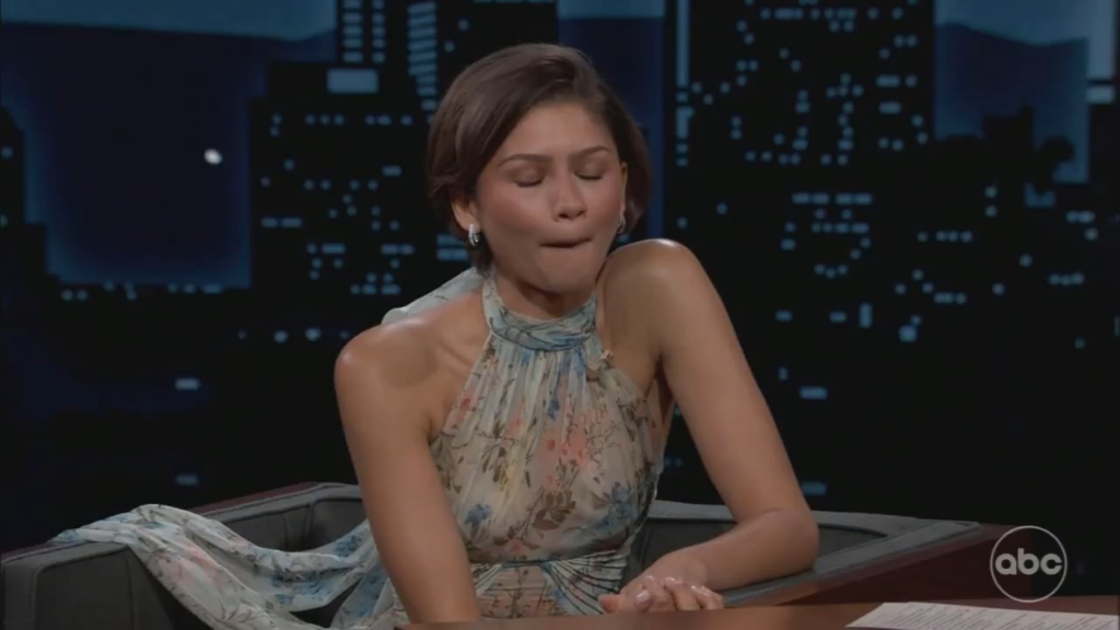 Zendaya shares a totally real, not AI video of her "wedding" with Tom Holland on Jimmy Kimmel Live!