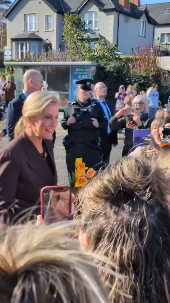 Duchess of Edinburgh meets with locals in Randalstown, Northern Ireland today. Duchess of Edinburgh meets with locals in Randalstown, Northern Ireland today.