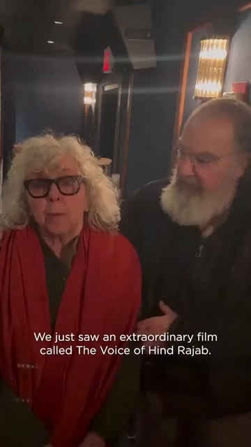Mandy Patinkin and Kathryn Grody following the screening of The Voice of Hind Rajab