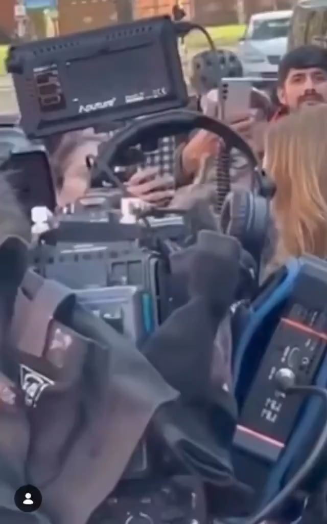 Crowd swarming Catherine yesterday in Leicester