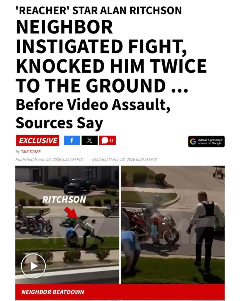 Alan Ritchson neighbour instigated the fight, knocked him to the ground twice before video