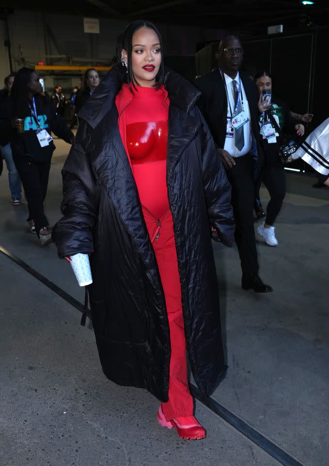 Rihanna backstage during Apple Music Super Bowl LVII Halftime Show at State Farm Stadium on February 12, 2023 in Glendale, Arizona.Credit: Kevin Mazur / Getty Images