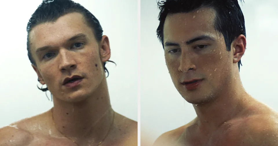 Hudson Williams and Connor Storrie in "Heated Rivalry"