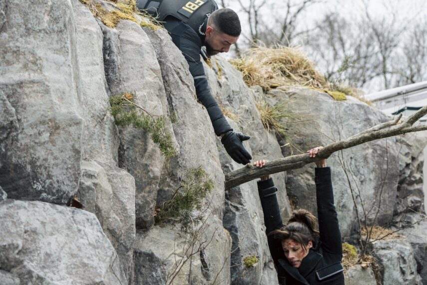 Zeeko Zaki as Special Agent Omar Adom ‘OA’ Zidan and Missy Peregrym as Special Agent Maggie Bell — 'FBI' Season 8 Episode 14 "Forgiven"