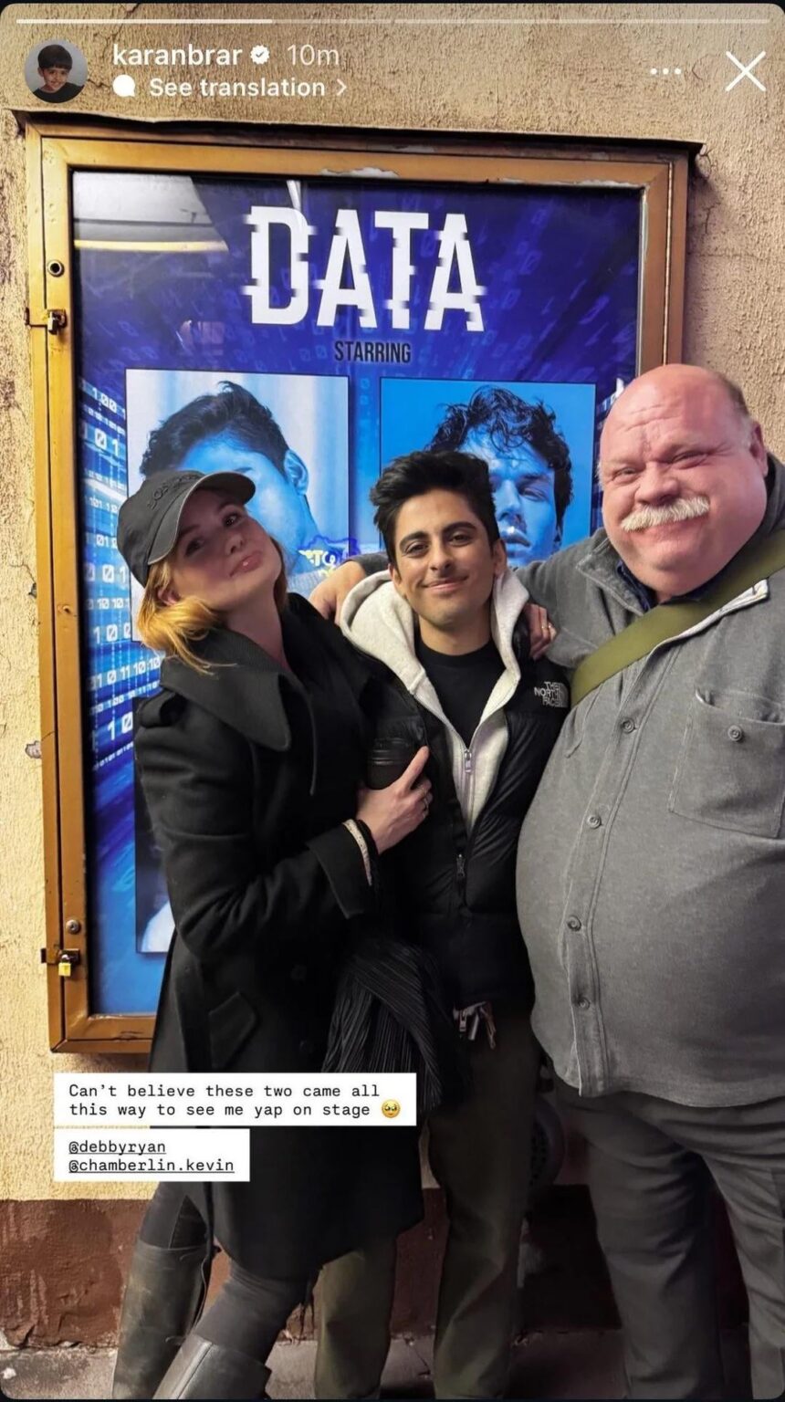 ‘Jessie’ stars Karan Brar, Debby Ryan, Peyton List, and Kevin Chamberlin reunited after a performance of Brar’s theater debut, ‘Data’.