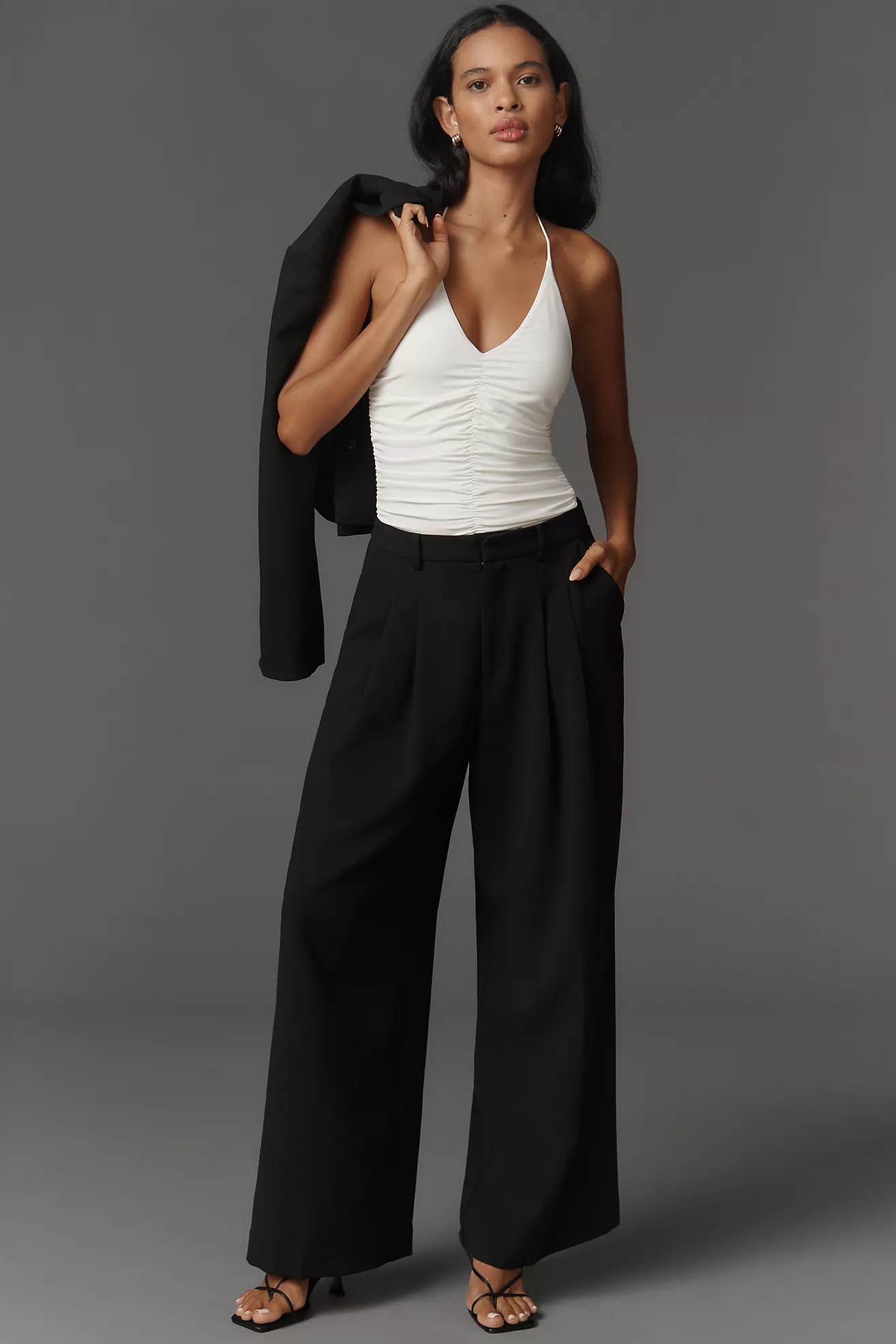 The Avery Wide-Leg Pleated Trousers by Maeve