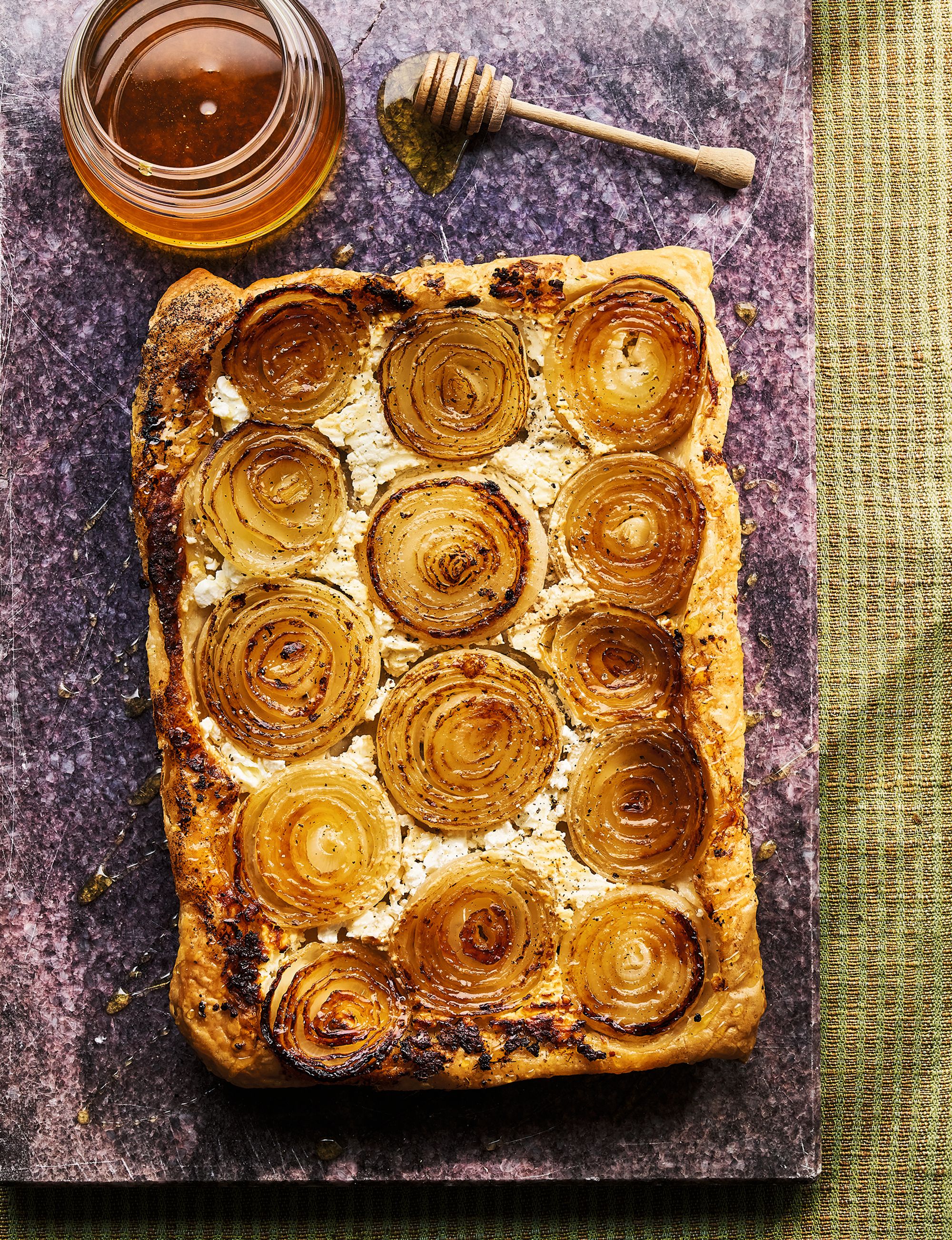 Goat’s cheese and onion tart, built on shop-bought puff pastry – simple, generous cooking designed for real life