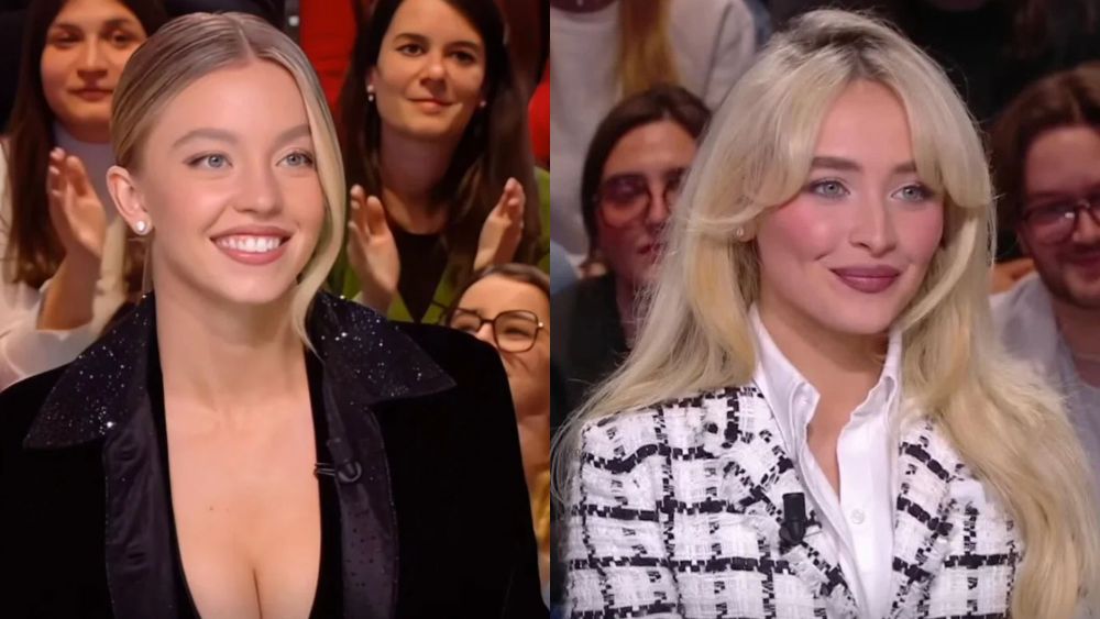 sydney sweeney and sabrina carpenter appearing on the french TV show with the good lighting, "quoutidien"; watch "quotidien" talk show from the U.S. with VPN