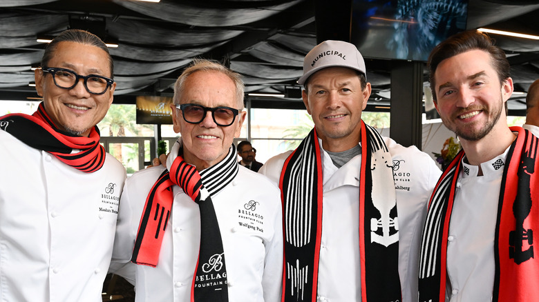 Celebrity chefs Masaharu Morimoto, Wolfgang Puck, actor Mark Wahlberg, and chef Byron Puck