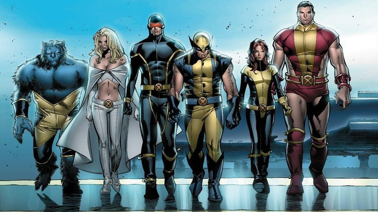 The Astonishing X-Men in House Of M - Beast, Emma Frost, Cyclops, Wolverine, Kitty Pryde, Colossus