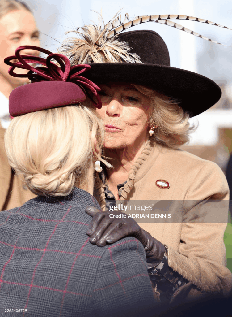 Camilla, Zara and Mike Tindall, and Carole Middleton attended day two of the Cheltenham Festival