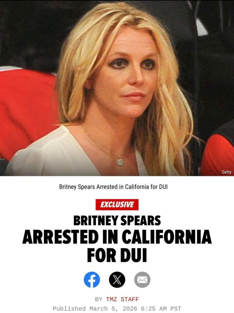 Britney Spears was arrested in California last night for driving under the influence. She has since been released from custody.