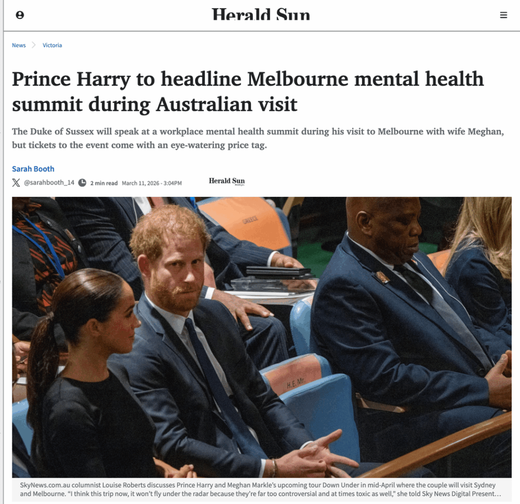 Prince Harry to headline Melbourne mental health summit during Australian visit, with tickets ranging from $2-17k