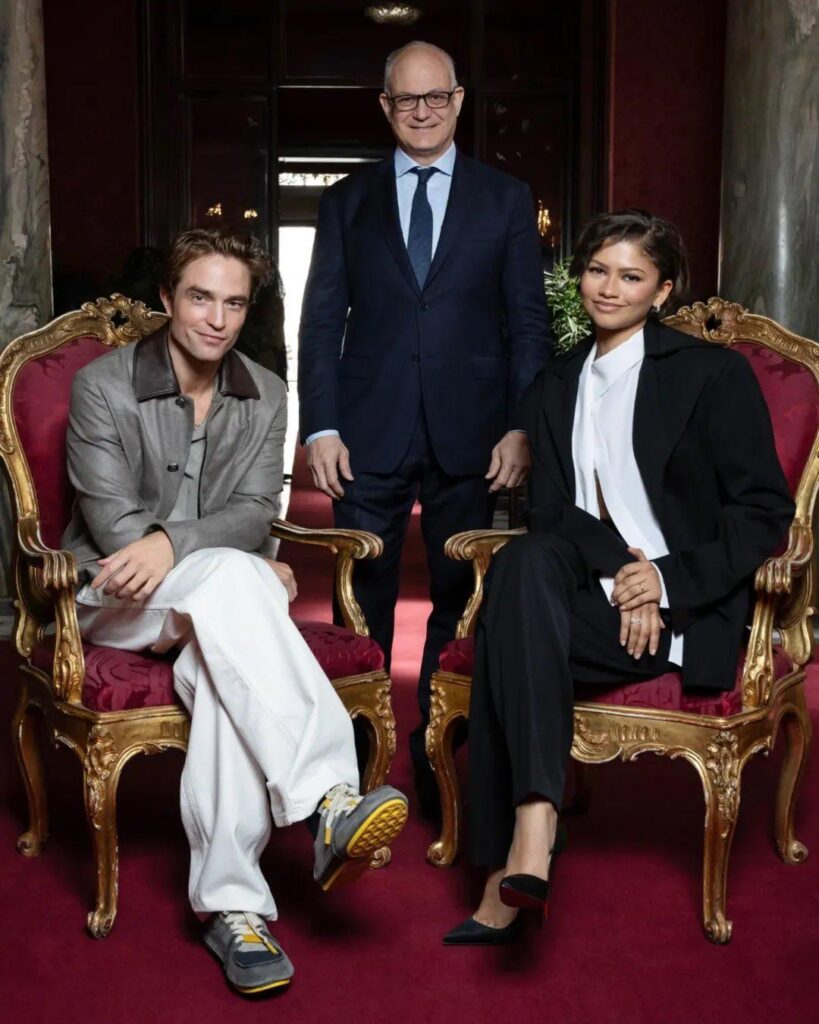 Zendaya, Robert Pattinson & Roberto Gualtieri, the Mayor of Rome for 'The Drama' press.