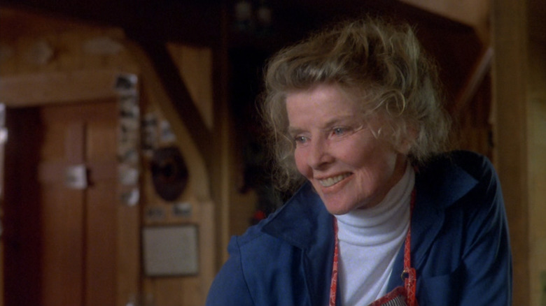 Ethel Thayer (Katharine Hepburn) smiling in On Golden Pond