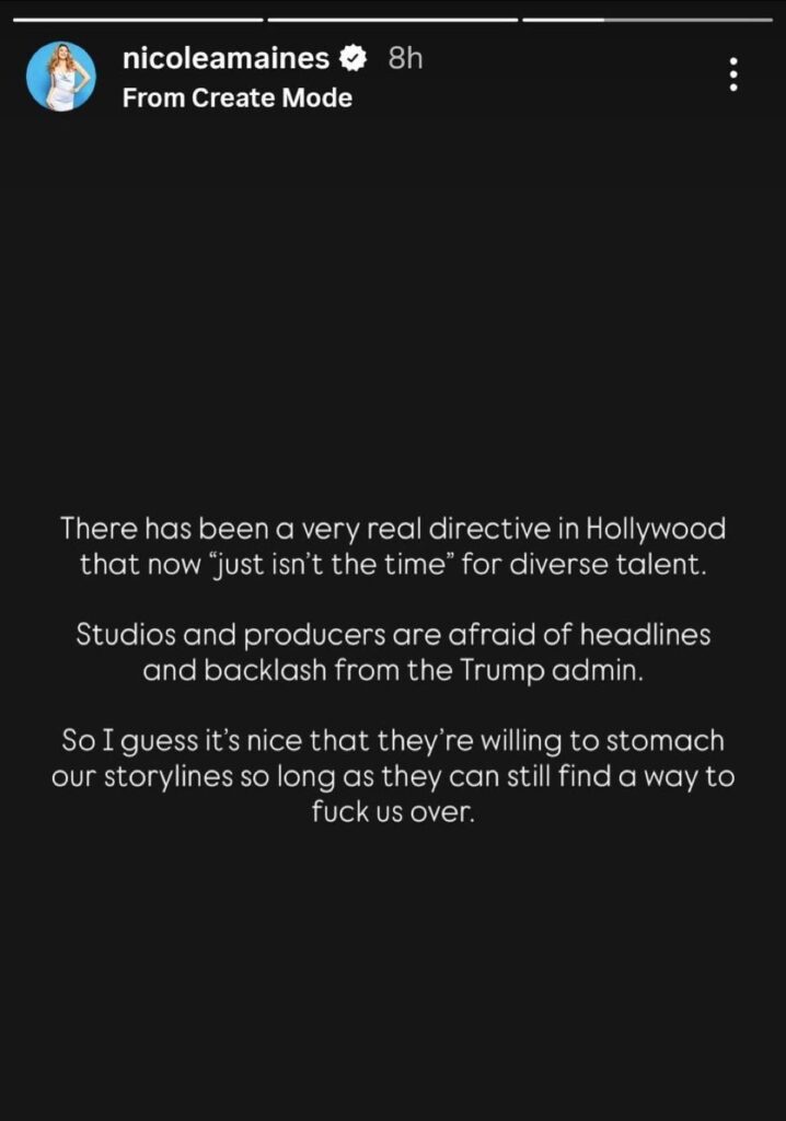 Actress Nicole Maines calls out Hollywood for caving to the Trump administration. Actress Nicole Maines calls out Hollywood for caving to the Trump administration.