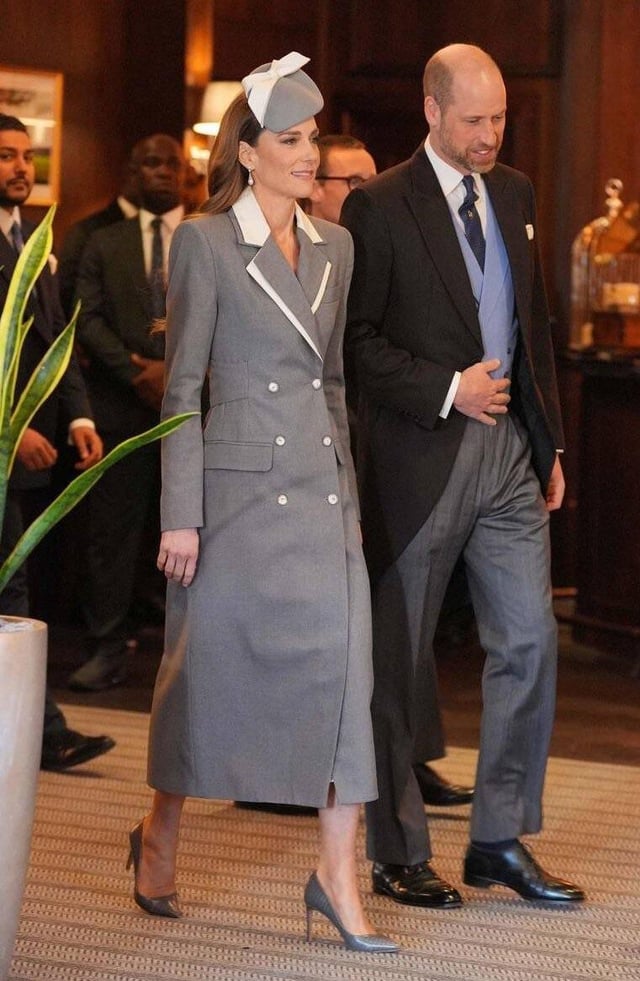 The Princess of Wales is wearing the Double-Breasted Blazer Frock Coat by British-Nigerian designer Tolu Coker