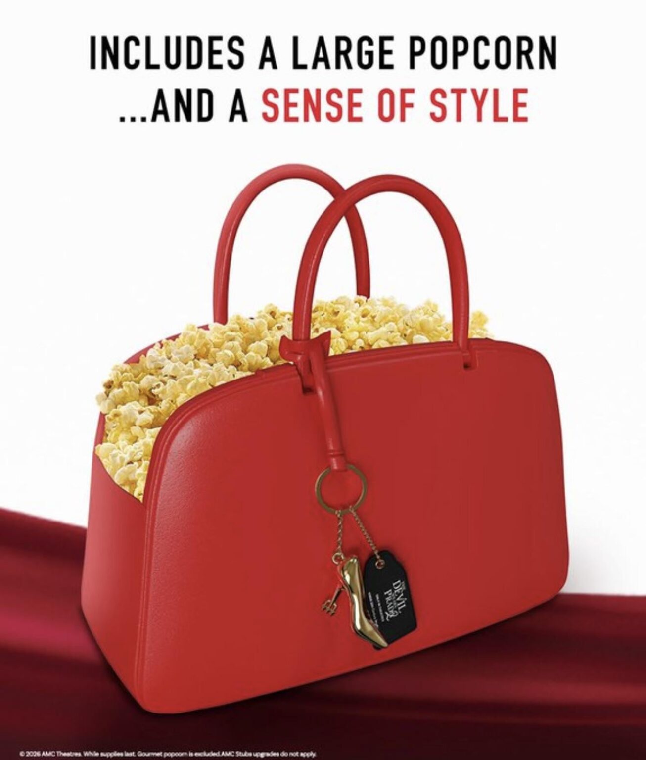 AMC has shared a look at the popcorn bucket for ‘The Devil Wears Prada 2’, which is shaped like a purse